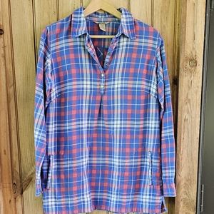 Duluth Trading Women's Plaid Flannel Tunic Top sz Medium